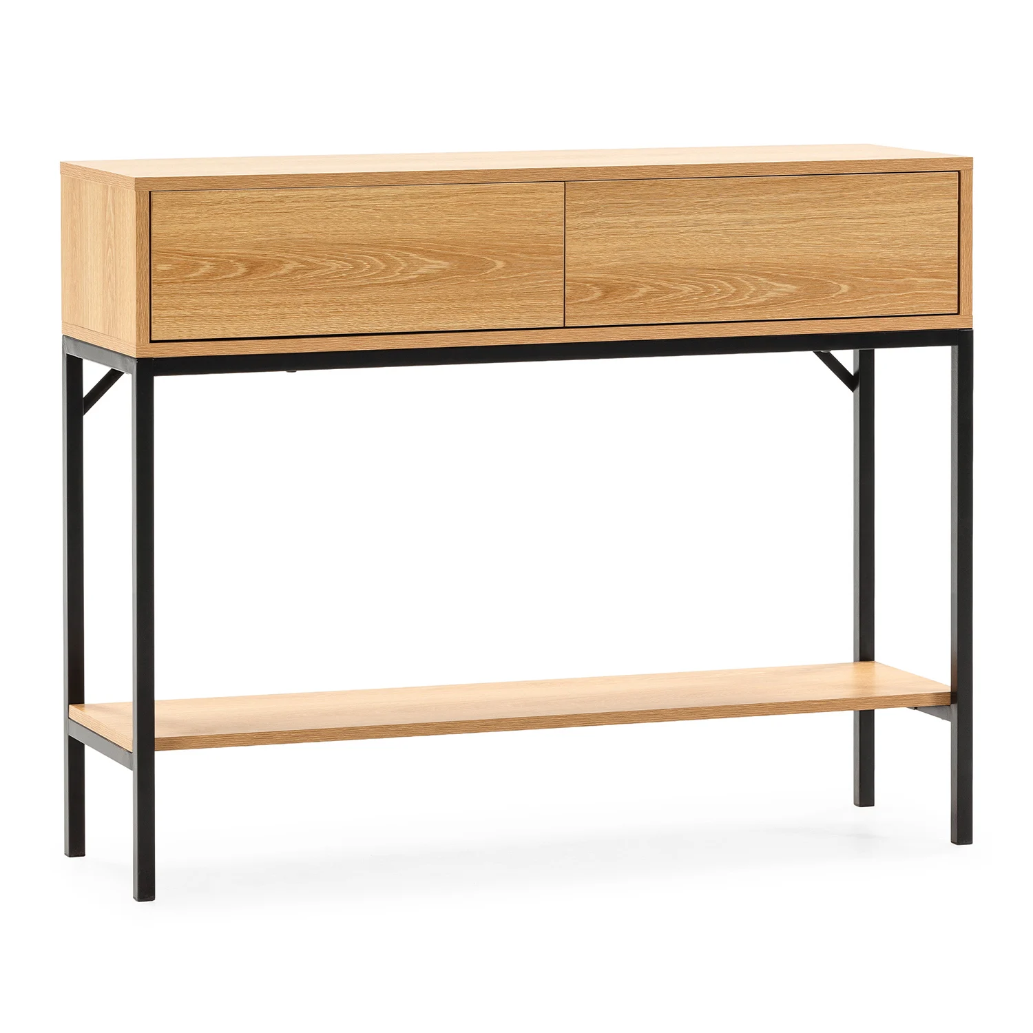 Mesa consola Auri 2 cajones efecto Roble