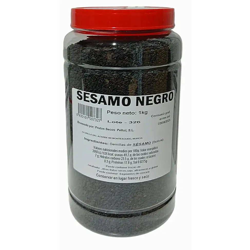 Semillas de Sésamo Negro 1 Kg - Semillas de Pelluz para Usar en Culinaria o Repostería