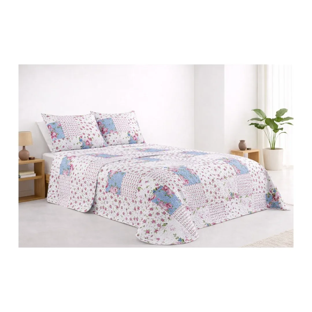 Colcha Bouti Estampado para Verano y Entretiempo, Colcha para Cama 100% Poliester, Colcha Cubre Cama para Cama 90/105/135/150/180cm, Suave, Blanco con Funda de Cojin 45x70cm. ✅ Entrega en 48-72h