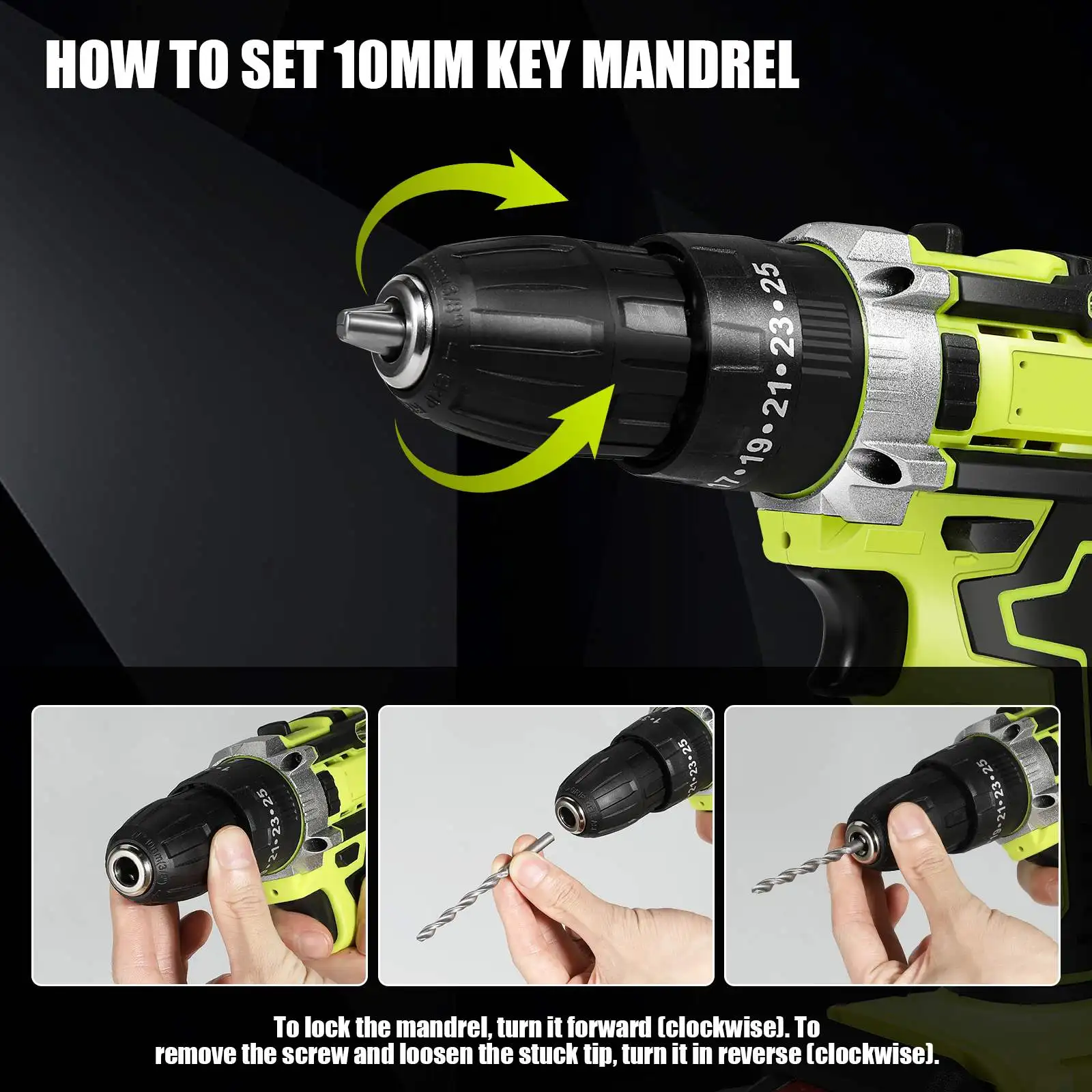 28V 3 in 1 Cordless Electric Drill Impact Screwdriver 25+3Torque Compact Hand Drill Rechargeable Battery Power Tool