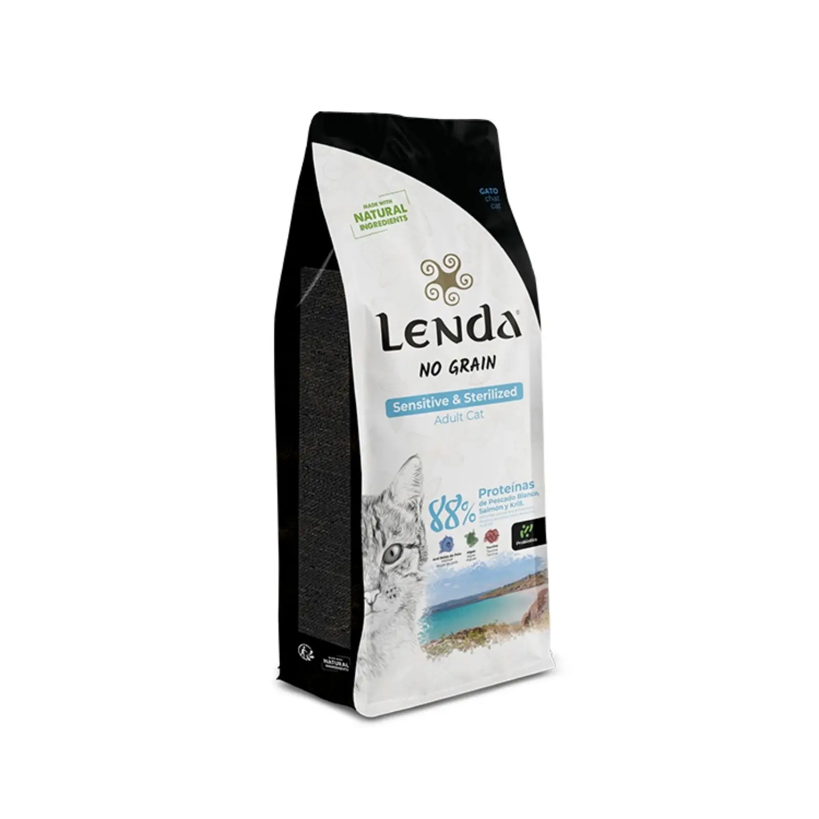 Lenda Adult Sensitive & Sterilized Pienso para Gatos Esterilizados Con Alergias o Intolerancias - Sin Cereales con Probióticos - Con Omega 3 y Condroprotectores
