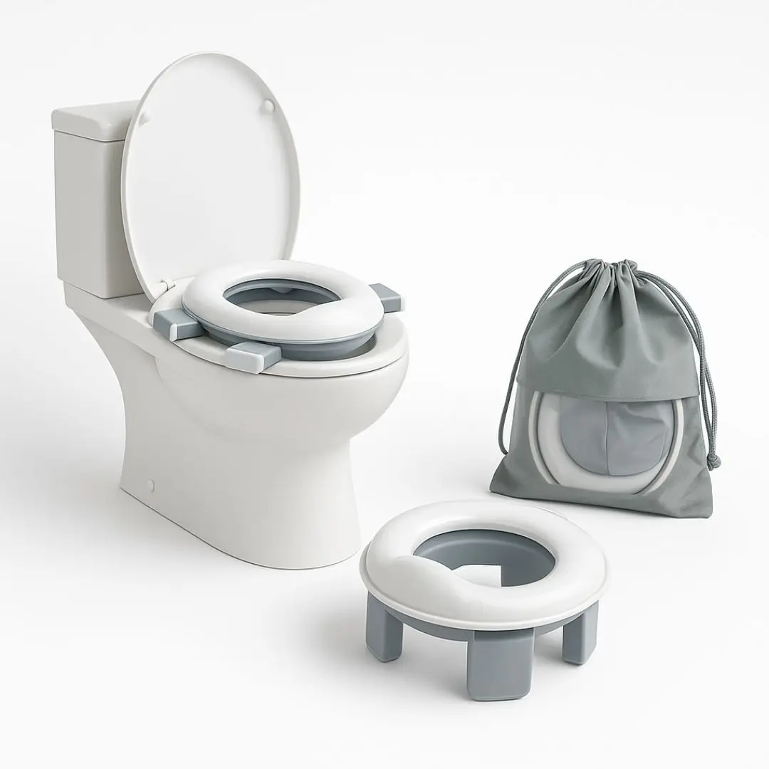 BATHBY Orinal Portátil Infantil 3 en 1, Reductor WC Plegable con Protección Antisalpicaduras, Seguro y Compacto Casa y Viaje