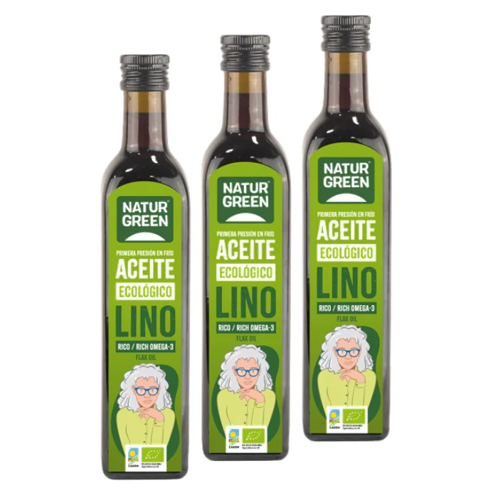 Pack 3x - NaturGreen Aceite de Lino - Rico en Omega 3