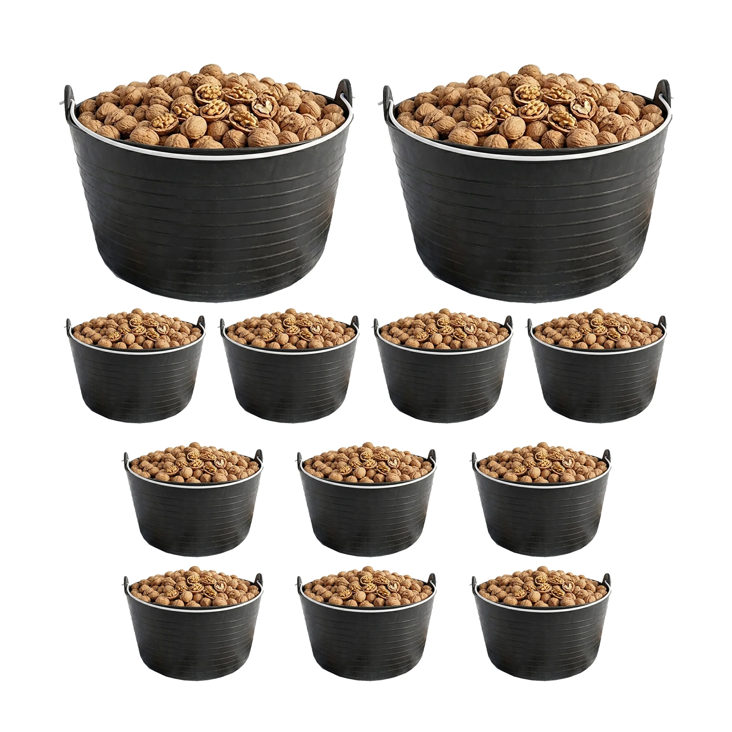 Capazo Agrícola Negro | Espuerta de Plástico Flexible | Pack 12 Unidades | Capazo 14, 26 y 42 Litros | Barreño de Polietileno o Poliestireno | Construcción, Jardín, Vendimia, Agrícola, Transporte y