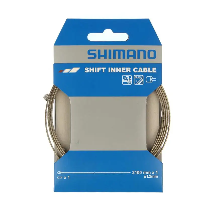 SHIMANO | Cable De Cambio SUS Inoxidable 2100mm - Pieza de repuesto original SHIMANO  Material: Acero inoxidable Longitud del cable de cambio: 2100 mm Diámetro del cable interior: 1,2 mm