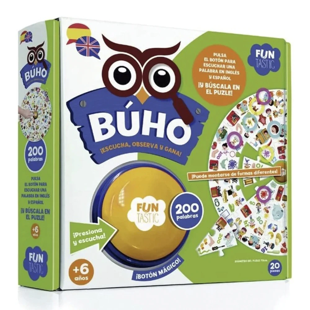 Búho Puzle Botón (200 Palabras) Juego de Velocidad y Memoria para Aprender inglés, a Partir de 6 años Imagiland, FUN009, envío urgente 24-48 horas península, aprendizaje, idiomas