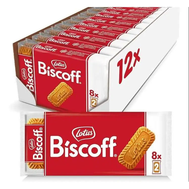Lotus Biscoff Galleta Original Caramelizada Envueltas en Packs de 2 Vegana 12 x (8 x 2 packs) 1,48kg