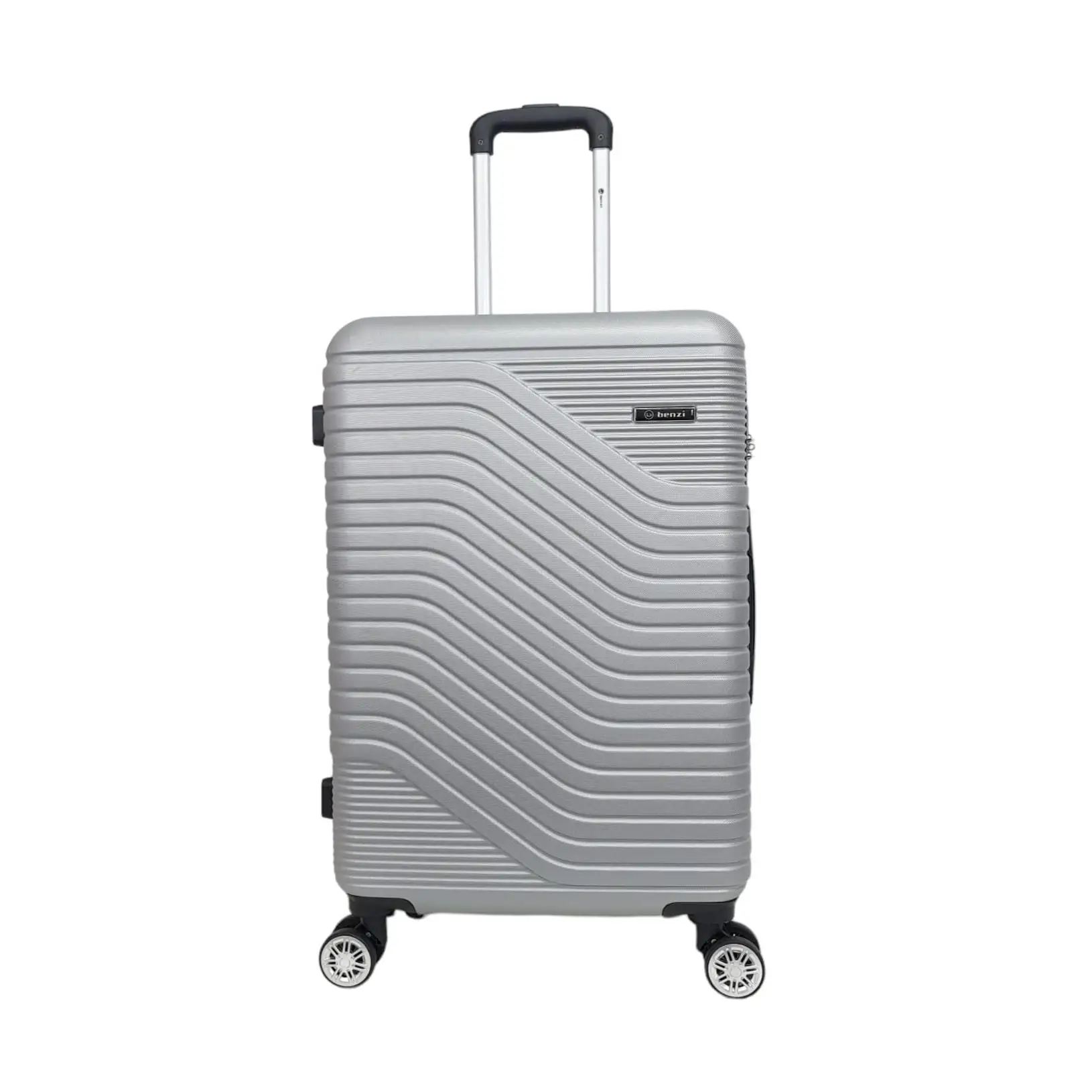 Maleta Barata Mediana Benzi BZ5747 gris plata 65 x 40 x 25 cm y 3,2 kg. Maletas de Viaje Rígida. Equipaje con 4 Ruedas dobles giratorias 360º y Cerradura de Combinación (Color Gris Plata)