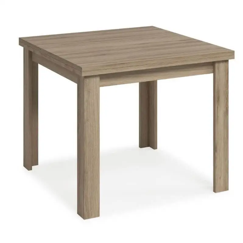 MOBELCENTER - Mesa Salón Comedor Cuadrada Extensible Natural - Color Natural - An: 90 cm x F: 90 cm x Al: 76 cm, Ancho Mesa Extendida: 180 cm (1388)