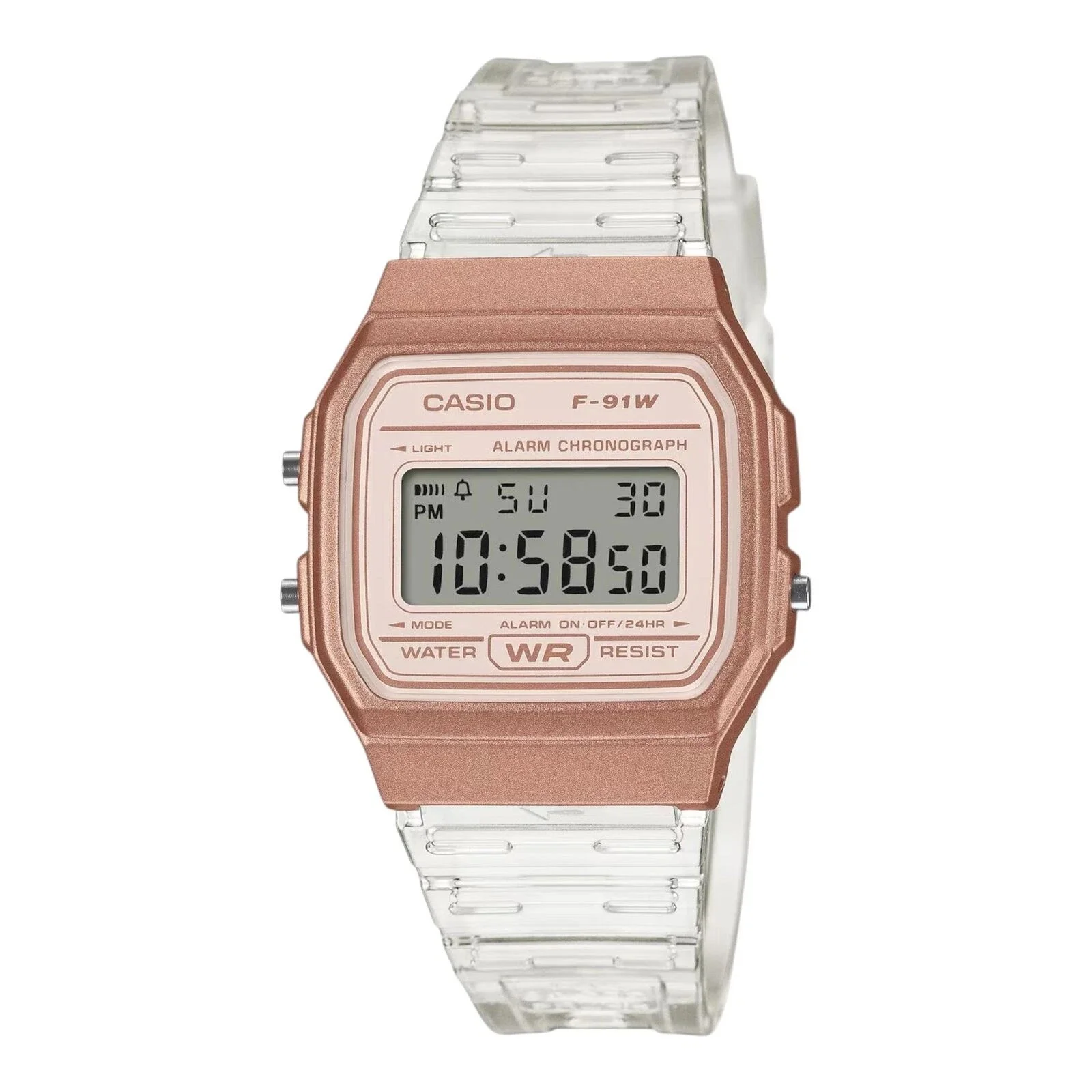 casio - reloj digital unisex f-91ws-7a3 vintage translucido de resina con bateria de 7 anos cronometro y alarma diaria