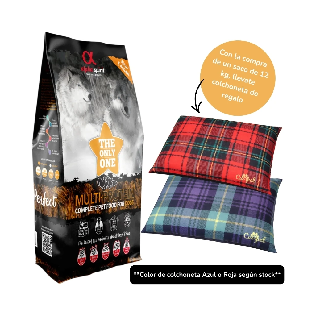 ALPHA SPIRIT Multiprotein - Alimento Completo en Pienso Seco para Perros Adultos de Todas las Razas (Regalo Colchoneta en Saco de 12 kg) **COLOR COLCHONETA SEGUN STOCK**