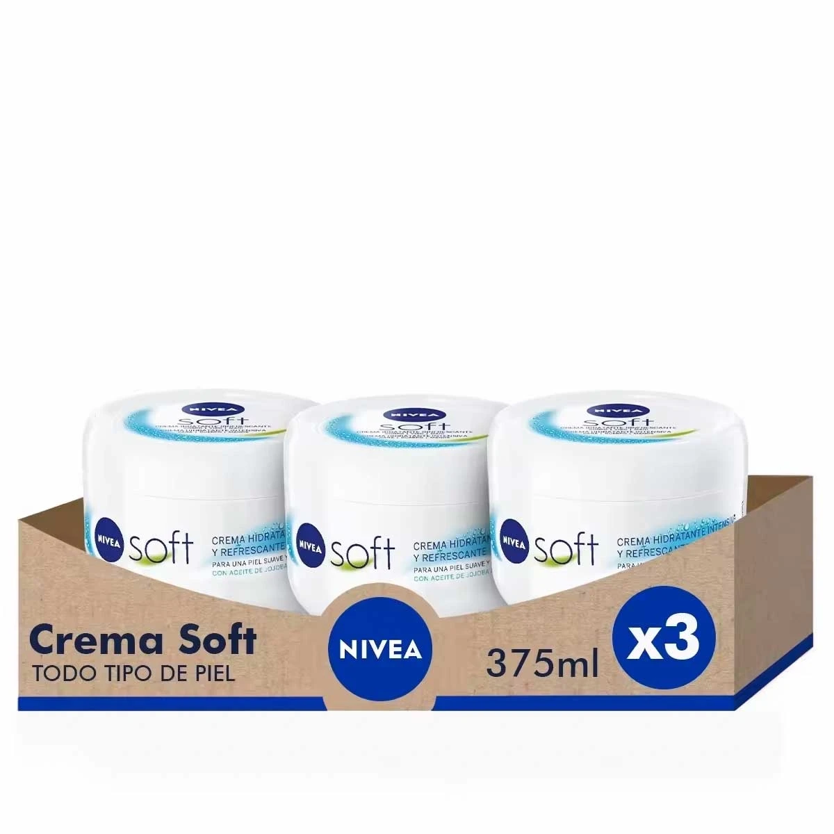 NIVEA Soft Crema Hidratante Multiuso 375ml - Pack ahorro de 3 unidades