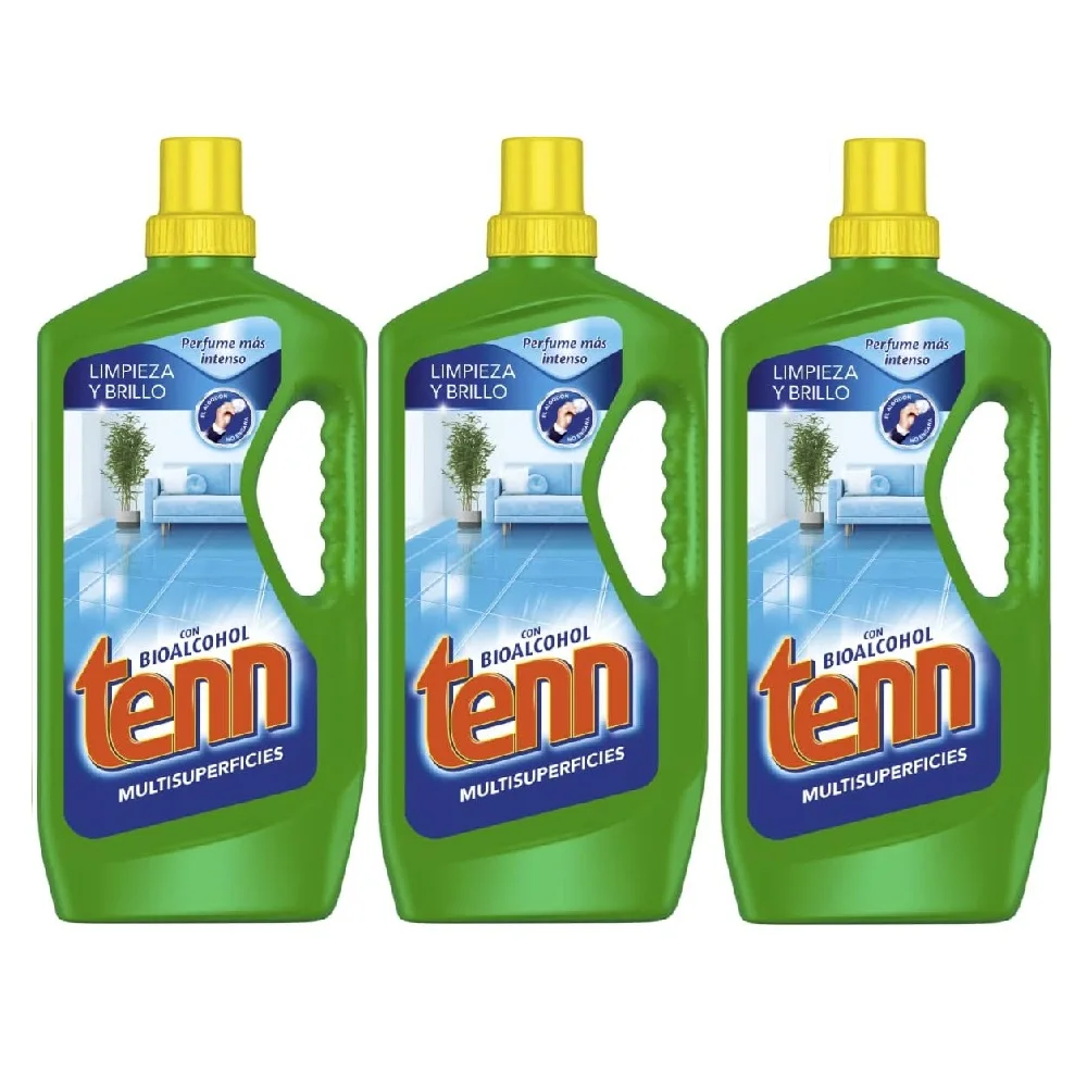 Tenn Multisuperficies con Bioalcohol 1,3 Litros (Pack 3 unidades) - Limpiador líquido para todo tipo de superficies, Limpieza profunda y brillo duradero, Multiusos formulado con bioalcohol, Perfume