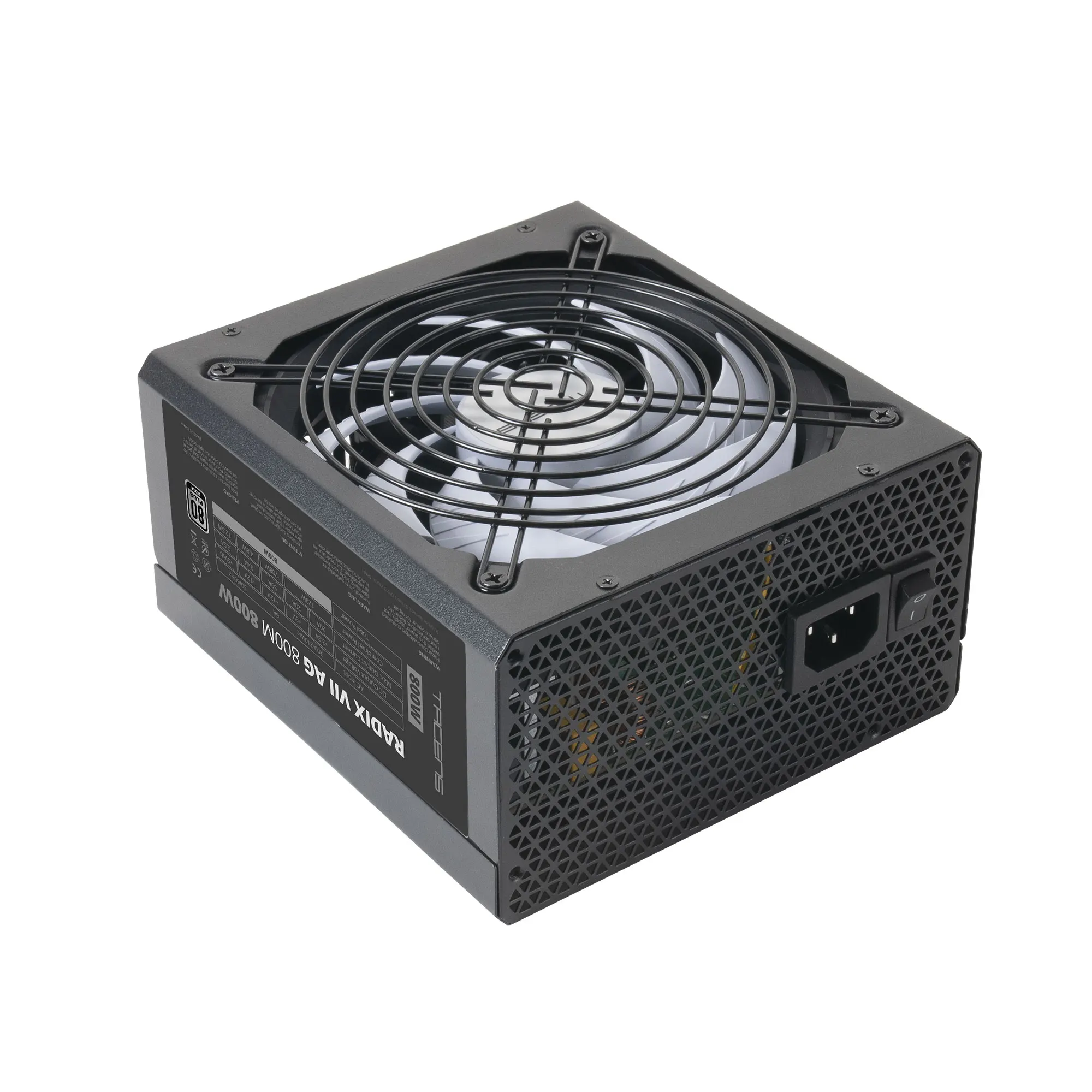 Tacens RADIX VII AG 800M, Fuente Alimentación PC ATX 800W Modular, 80Plus Silver, Tecnología Silenciosa AI-RPM, 87% Eficiencia, Fuente de Alimentación Modular Negro