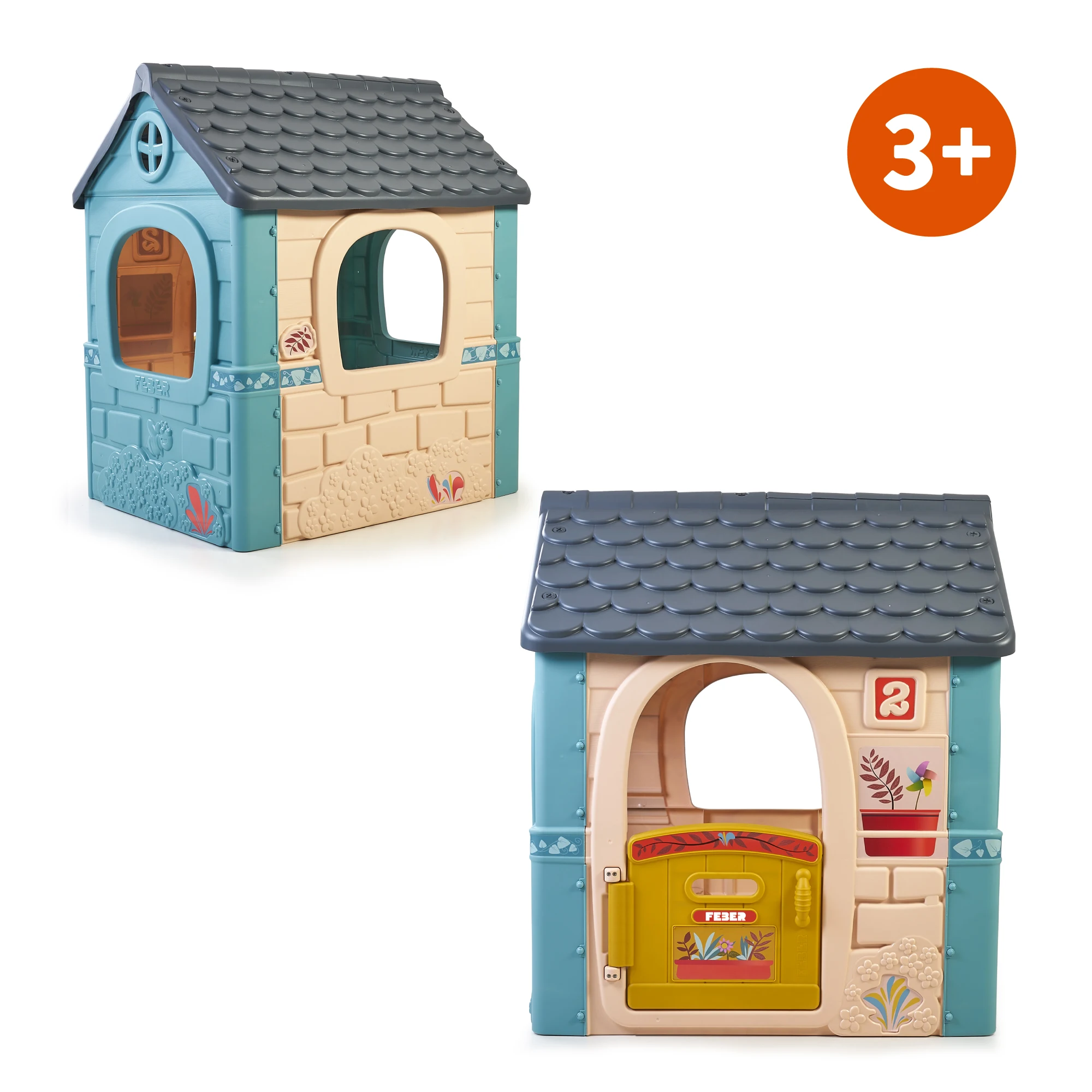 Feber - casual house, children's house with folding door, has stickers to decorate the house, colors resistant to sunlight, easy assembly, from 2 years, famosa (feh22000)