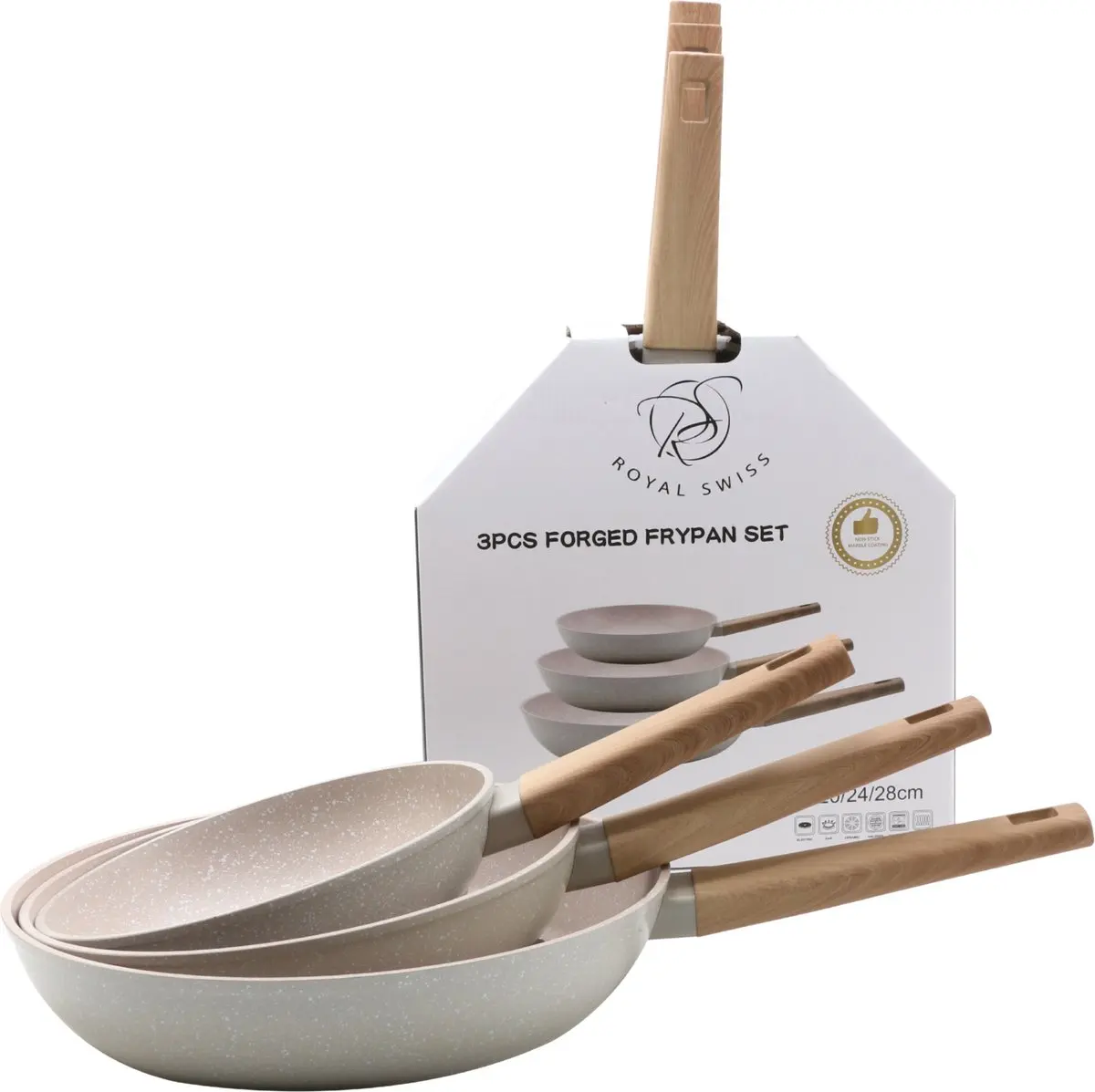 PACK X3 - SET X3 - SARTENES - SARTEN - APTO PARA TODO TIPO DE FUEGO - APTO LAVAVAJILLAS - COLOR GRIS - BATERIA DE COCINA - 3 PIEZAS EN GRANITO - 20 CM - 24 CM - 28 CM - ANTIADHERENTE - MARMOL FUNDIDO A PRESION - APTO INDUCCION - GRANITO