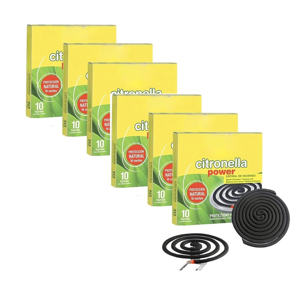 PLUSHOME Espirales Incienso citronela Pack 1/3/6 de 10 Unidad,Repelente antimosquito en interiot o Exterior