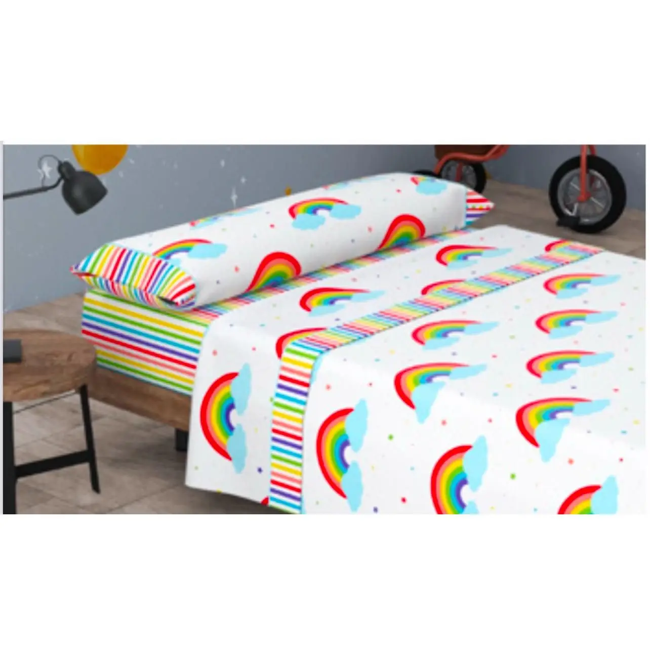 Juego de Sábana Algodón 50% Niño y Niña. Cama de 90, 105cm 3 piezas, Bajera, Encimera, Funda de Almohada