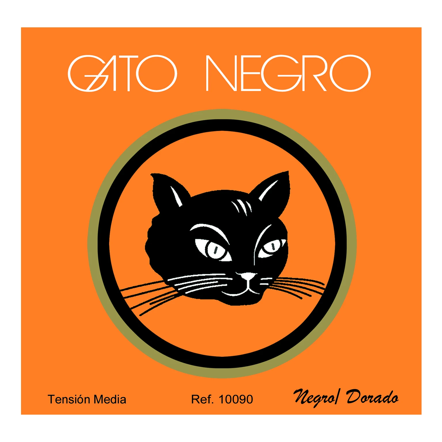 Juego de cuerdas para Guitarra Clásica y Española Gato Negro nylon Negro y Bajos Entorchado Dorado. Fabricadas en nylon negro y acero con entorchado latón dorado de alta calidad en España desde 1868