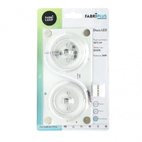Disco led 24w 3000k placa cuadrada blanca 8x16x1 cm 1872lm magnético