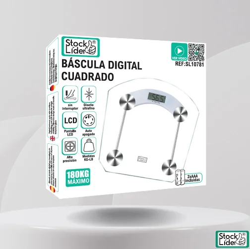 Báscula digital cuadrado, Pantalla LCD, Stock Lider