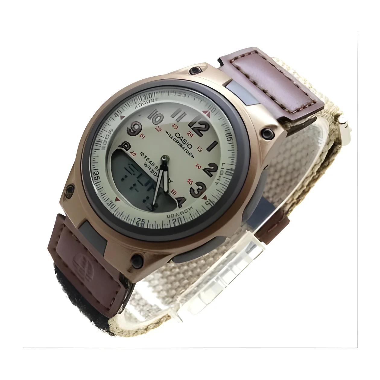 Reloj hombre deportivo militar Casio AW-80V-5B correa tela 10 años batería telememo 30 luz de fondo