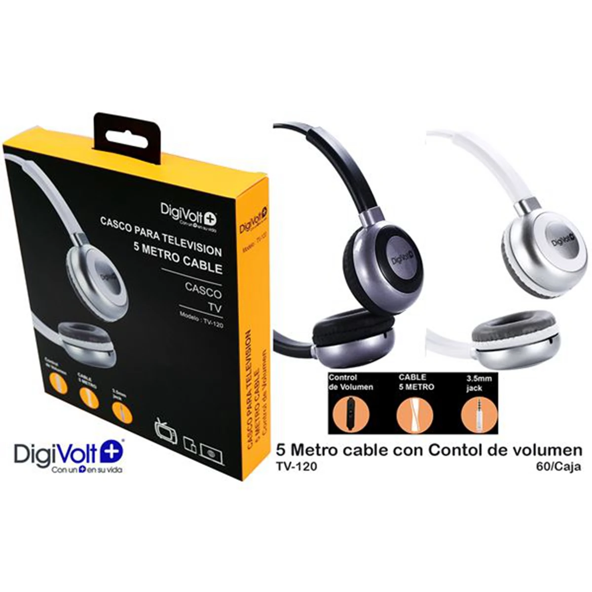 Digivolt Auricular Casco TV 5m C/Volumen Tv-120
