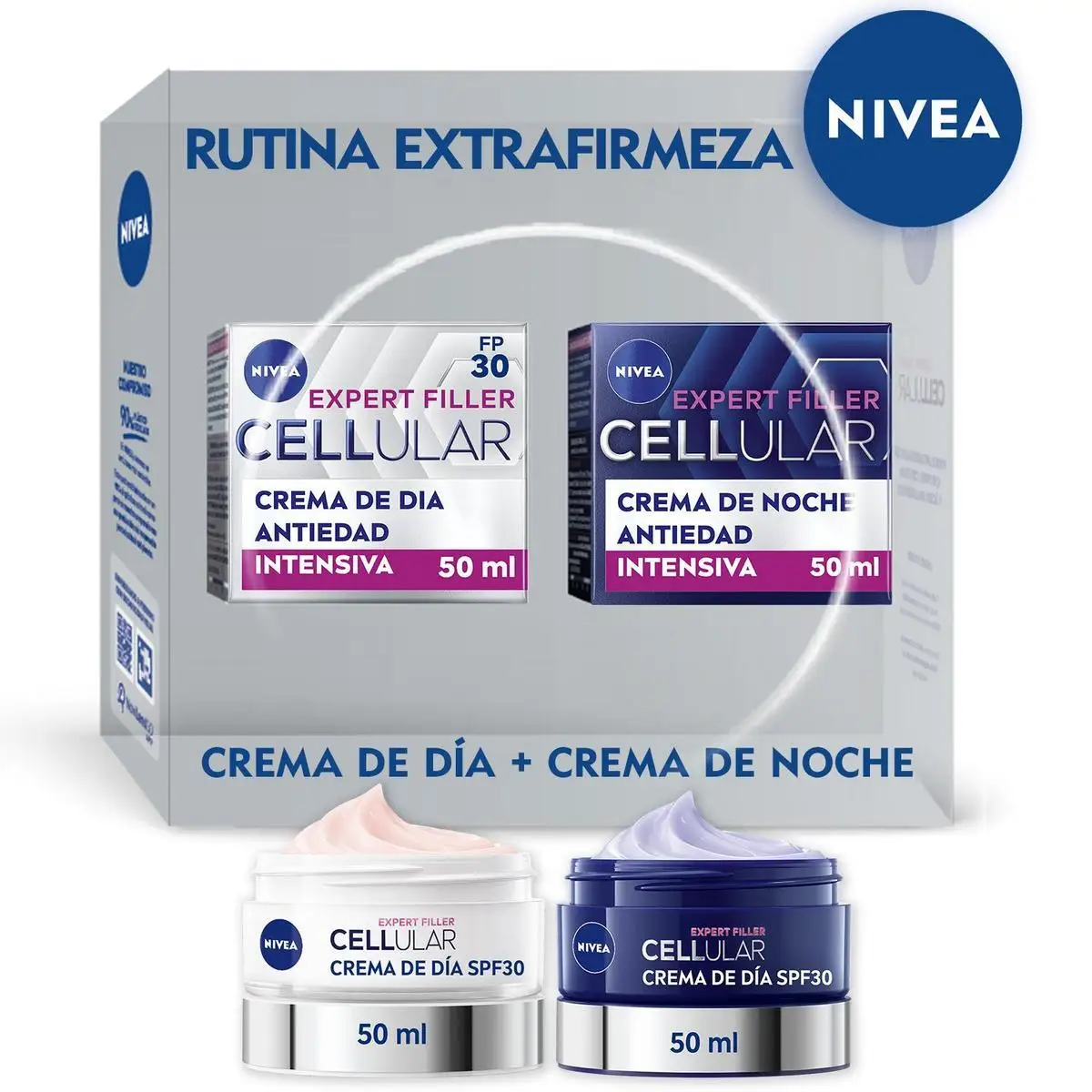 NIVEA Pack Cellular - Caja regalo con Crema de día FP30 y Crema de noche - Tratamiento extrafirmeza
