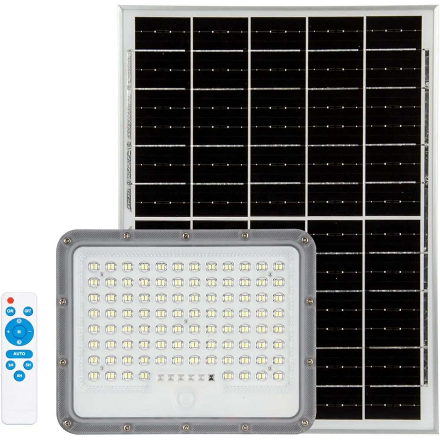 Jandei - Proyector Led Solar 200W/300W, 2500-3000 lúmenes, Con Sensor de Movimiento, Con Mando y Panel Separado 7500K - Dos modelos a elegir