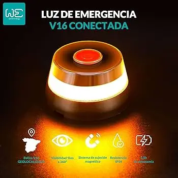 Geolocalized emergency light - beacon v16 - ebox - certified by dgt - 360º visibility paid data until 2038, beacon v16 approved by dgt with geolocator,