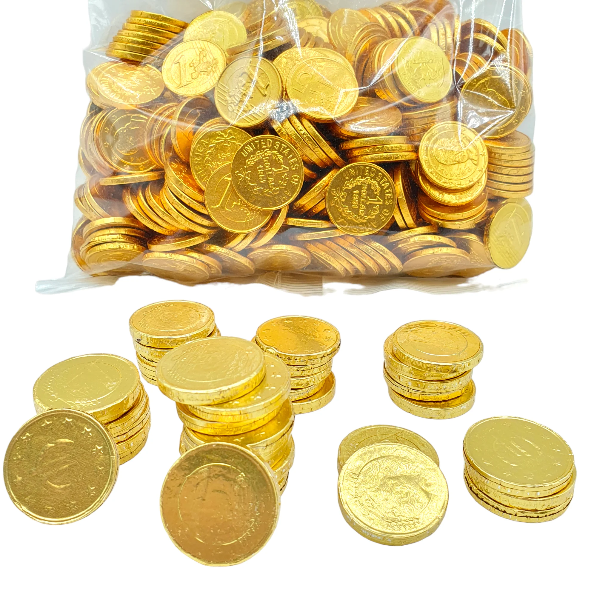 Monedas Chocolate 30 mm – 300 Unidades – Bolsa Kilo – Monedas de Chocolate con Leche