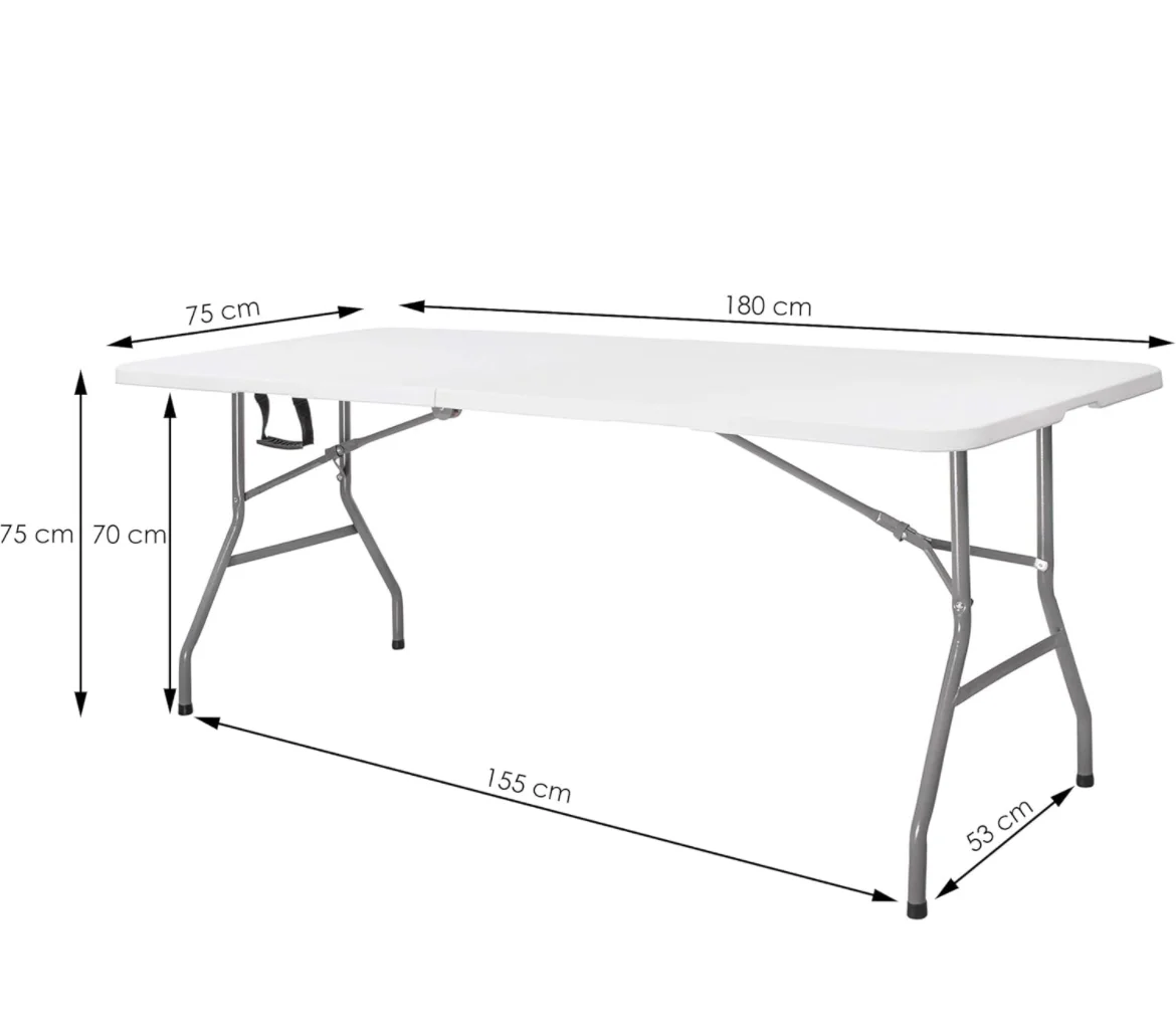 ORION91 white Rectangular portable folding resin table Catering 180 cm x 70 cm x 75 cm - SpazioLuzio