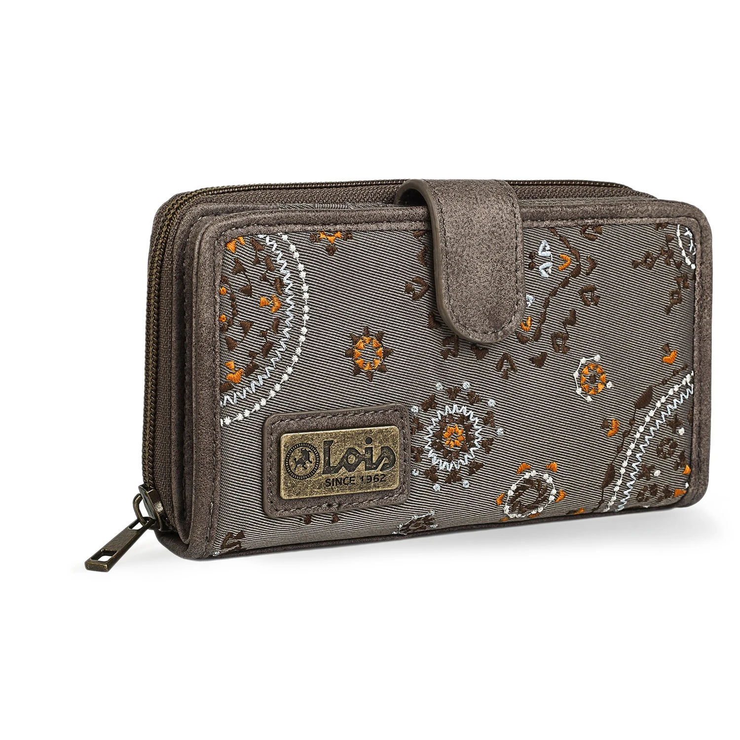 Lois - Carteras De Mujer De Marca - Eco Piel Monedero Mujer Con Compartimentos Y Cierre Central De Cremallera - Cartera Mujer Asa Adicional - Monedero Mujer Grande 304416