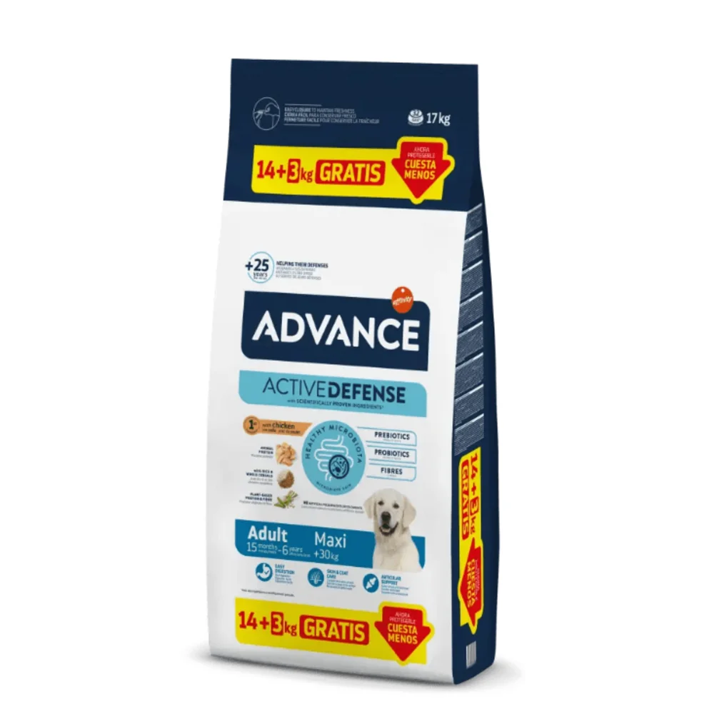 Advance Adult Maxi Pienso de Pollo para Perros de Razas Grandes 14kg + 3kg GRATIS