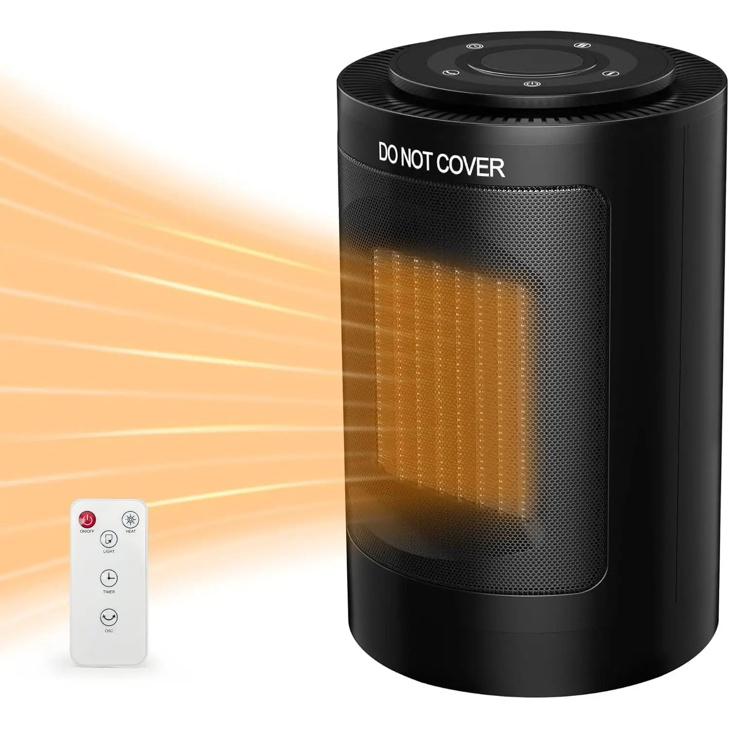 Ventilador Calefactor Cerámico con Mando a Distancia - Silencioso y de Bajo Consumo, para Baño, 3 Niveles de Calor, Oscilante con Temporizador 8H