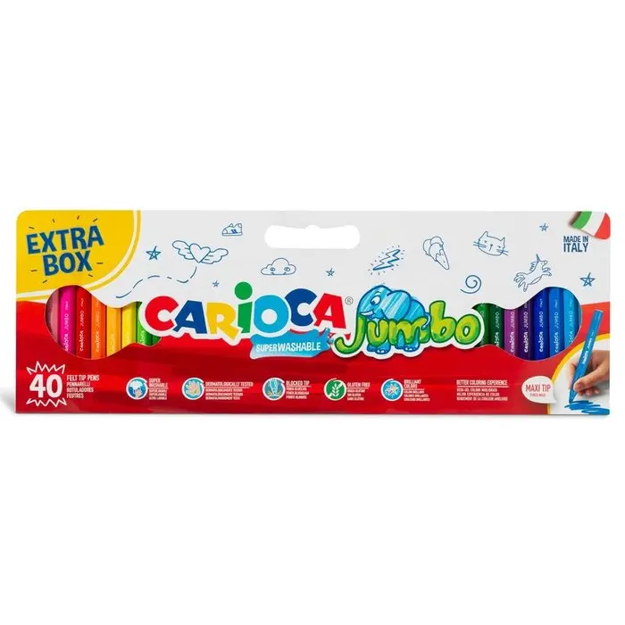 UNIVERSAL CARIOCA JUMBO Marker 40 Assorted Colors JUMBO Markers