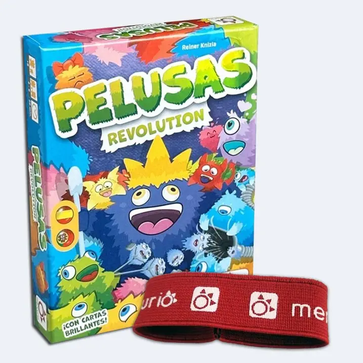 Fluff revolution, family card game and party game in spanish, includes free elastic band as a gift, mercury