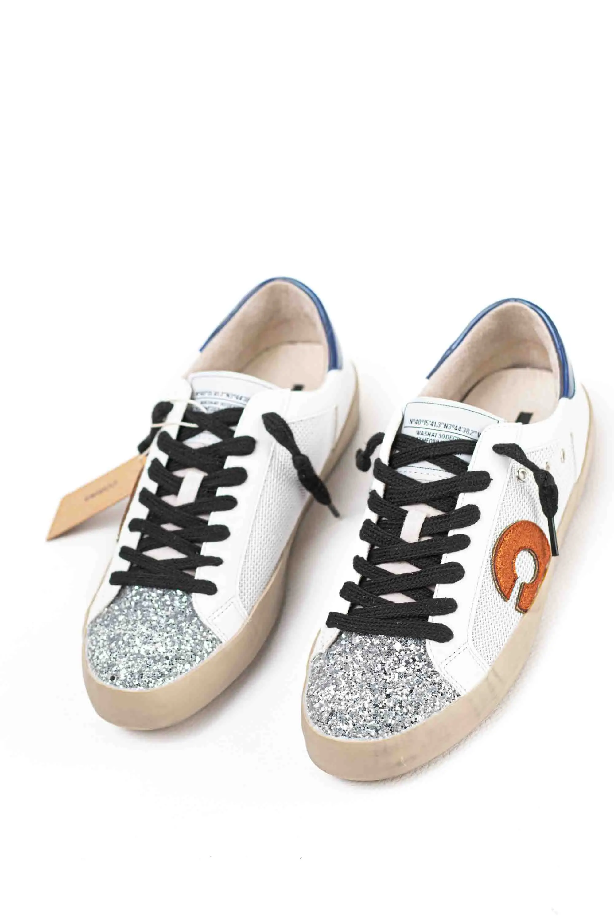 Dove Wang glitter platform slippers with Cortina laces