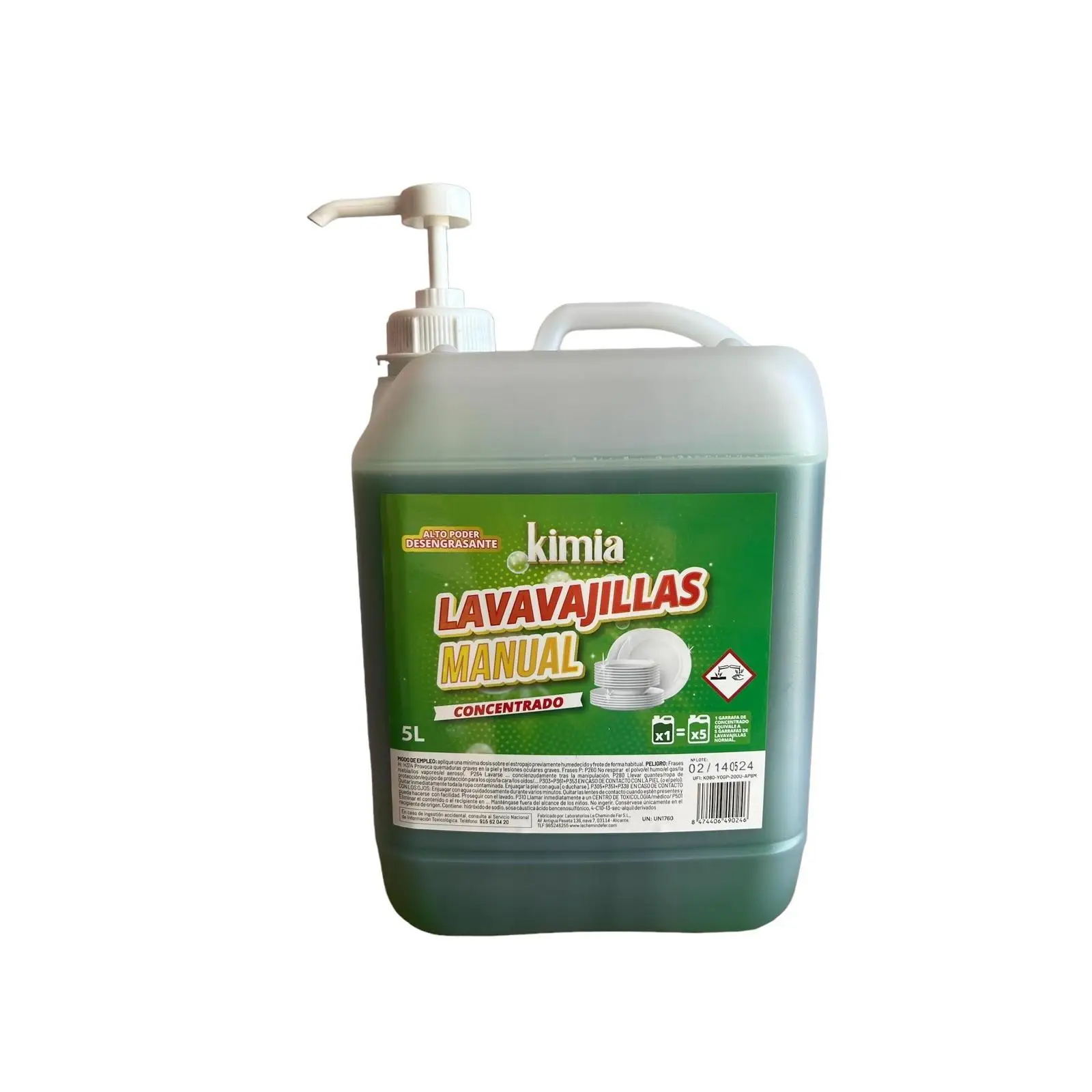 LAVAVAJILLAS MANUAL CONCENTRADO KIMIA CON BOMBA REUTILIZABLE 4,8kg