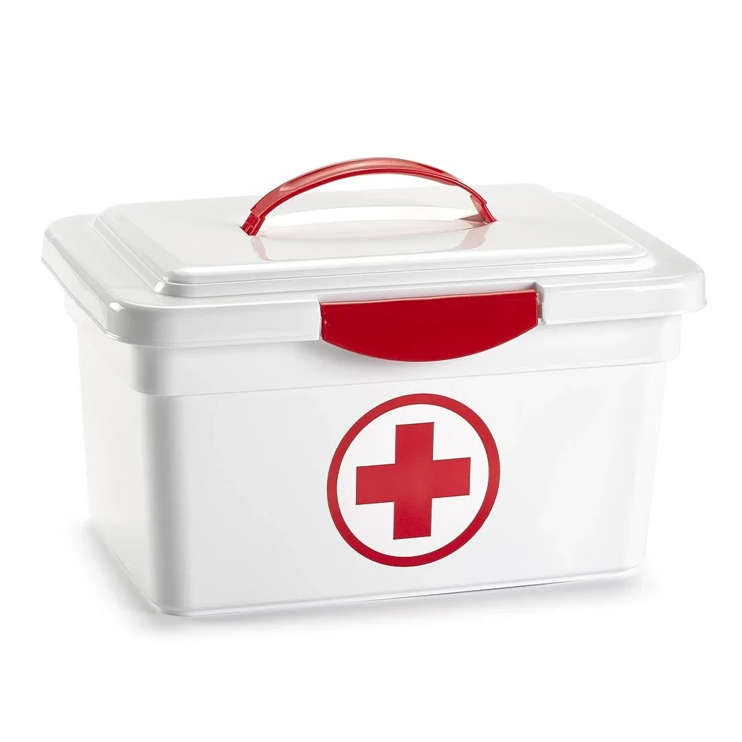 Caja de Botiquín de Primeros Auxilios 4L con Tapa, Plástico Resistente y a Prueba de Agua, Ideal para Hogar, Coche y Actividades al Aire Libre