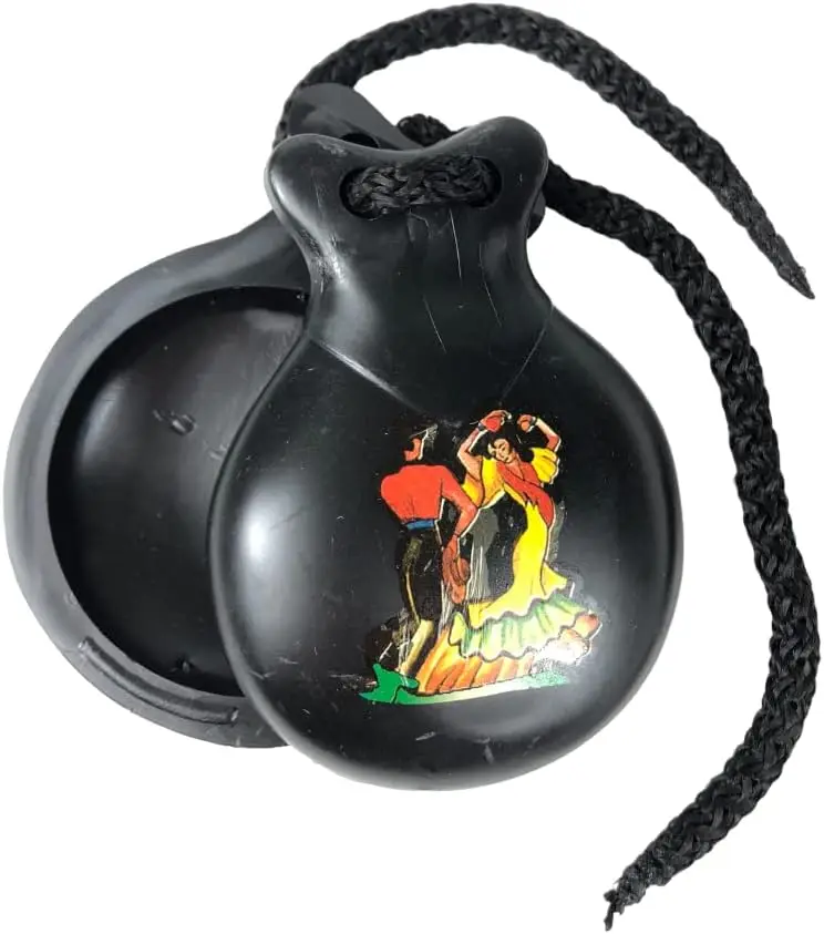 Spanish souvenir castanet, black color with typical spanish drawings. #3
