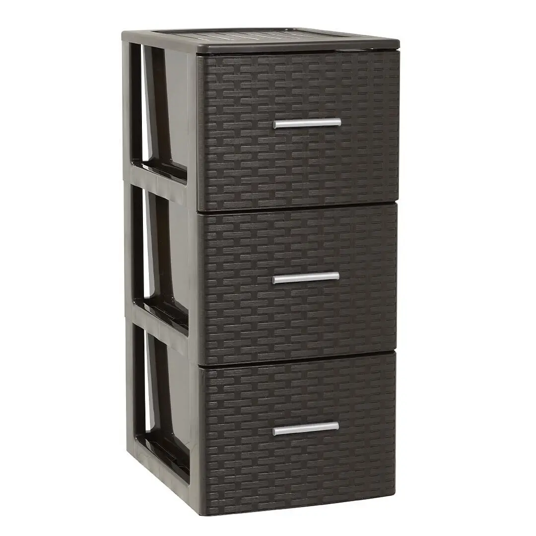 Plastic Forte Volga Rattan anthracite/Wenge/white chest of drawers home office decoration