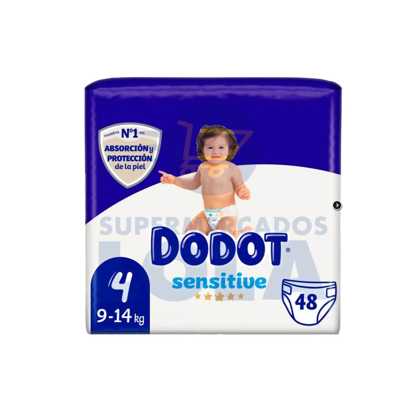 Pañales desechables Sensitive Talla 4 (9–14 kg) – 48 unidades con Barrera Stop Fugas, indicador de humedad y suavidad extrema para bebés con piel sensible
