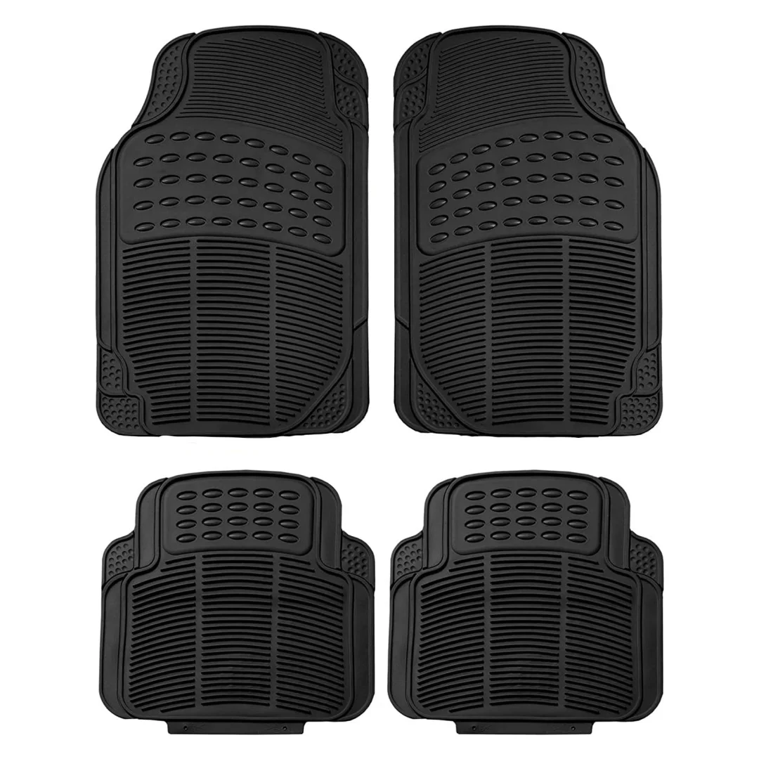 X-Set of 4 Rubber Car Mats, Universal Fit, Non-Slip Design for Front and Rear, Durable and Easy to Clean, Perfect Protection from Dirt and Wear, Ideal for All Vehicle Models.