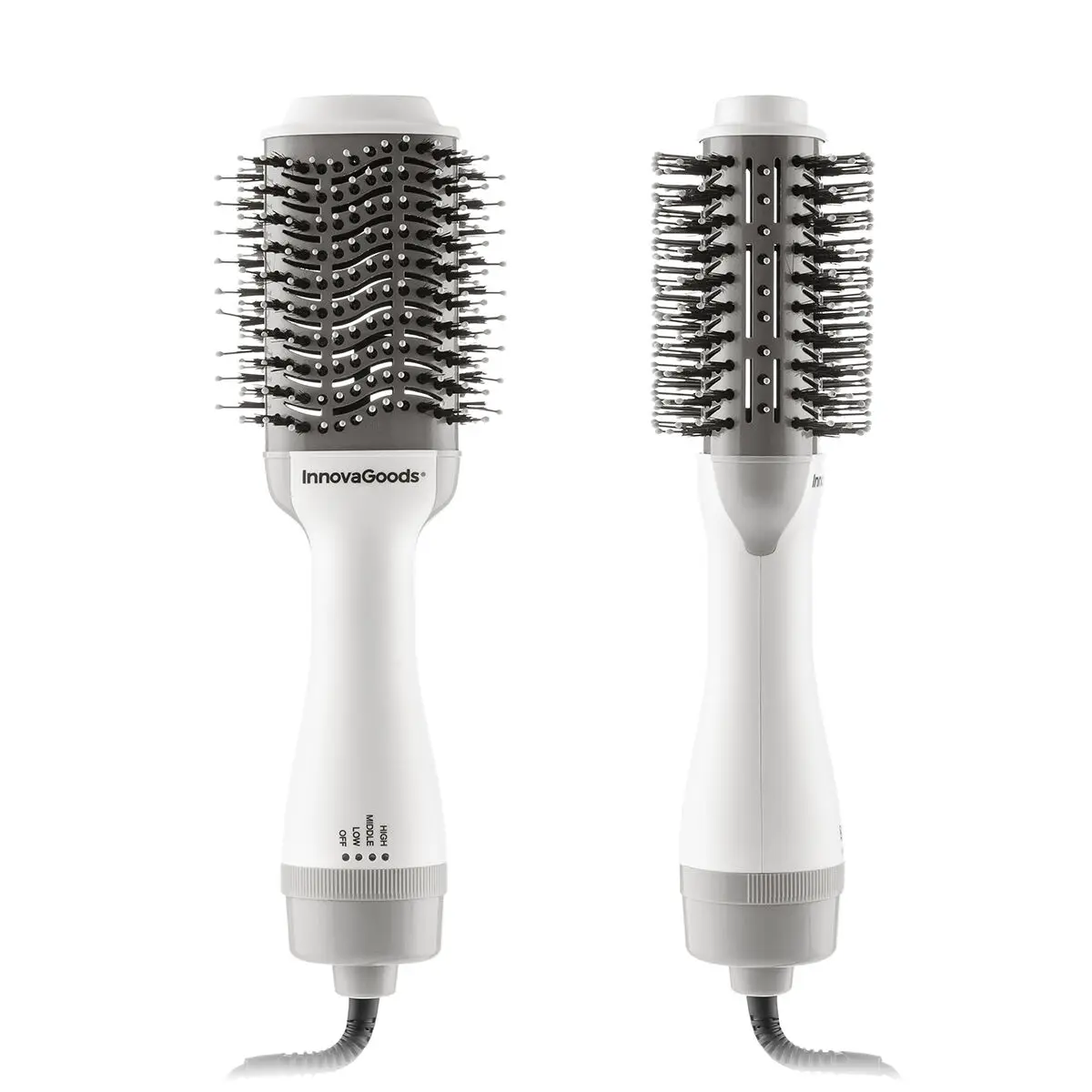 1000 W White gray volumizer and ion Volumio dryer brush InnovaGoods