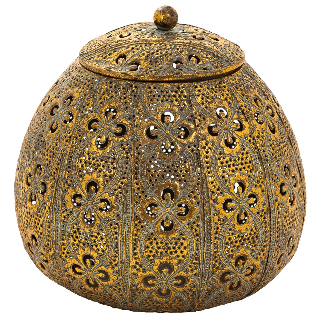 WANDERLUST DECO Caja Joyero Metal Dorado Elegante y Funcional 17.5x17.5x18h Cm
