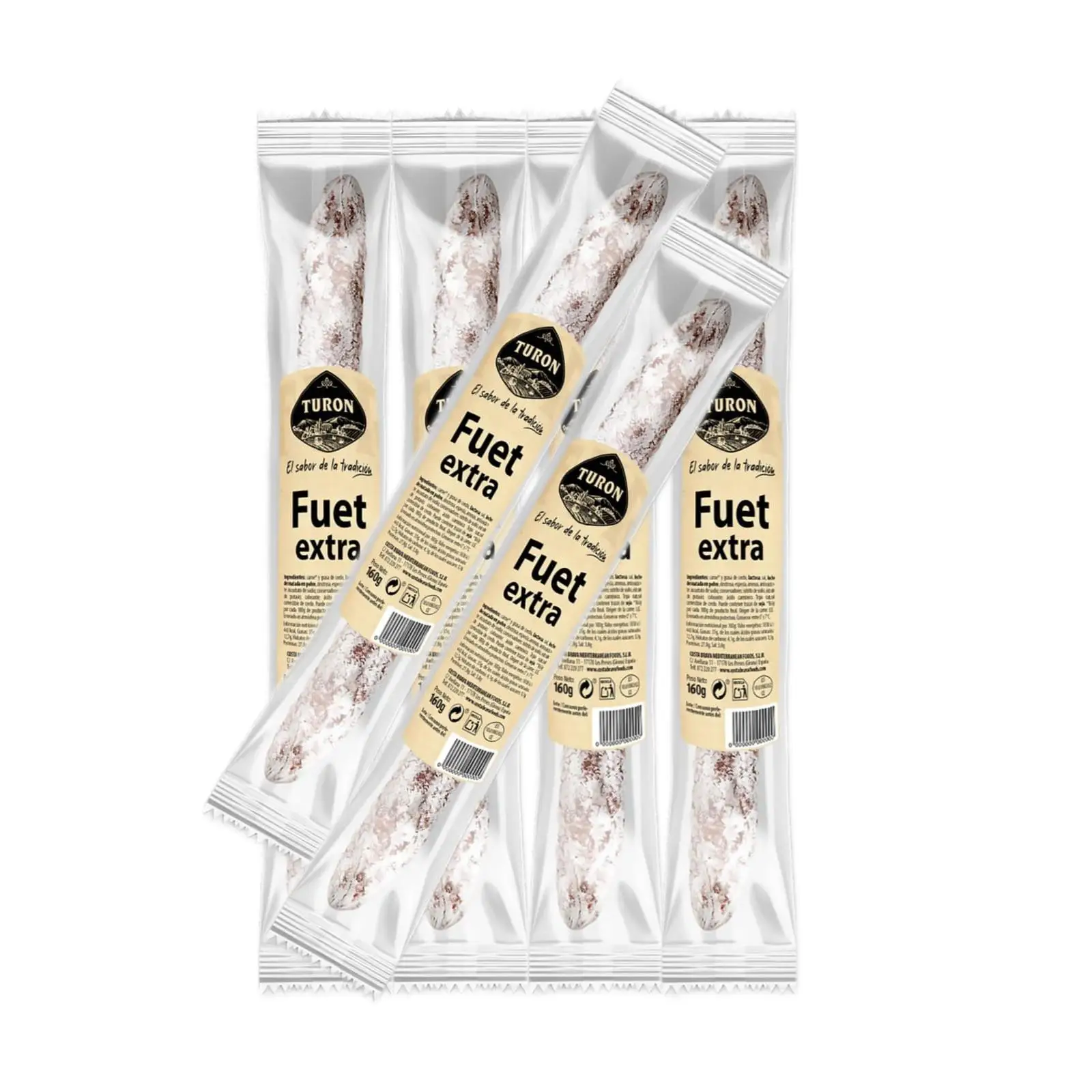 Fuet extra TURON - pieza 160gr, 6 piezas - Total 960gr.