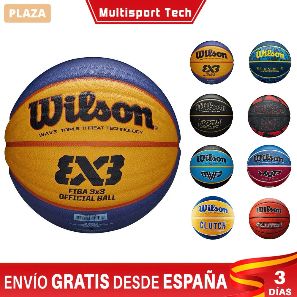 Wilson Balón Baloncesto varios modelos a elegir, MVP, 3X3, CLUTCH, ELEVATE, caucho, control y resistencia. Interior y exterior. Cannon