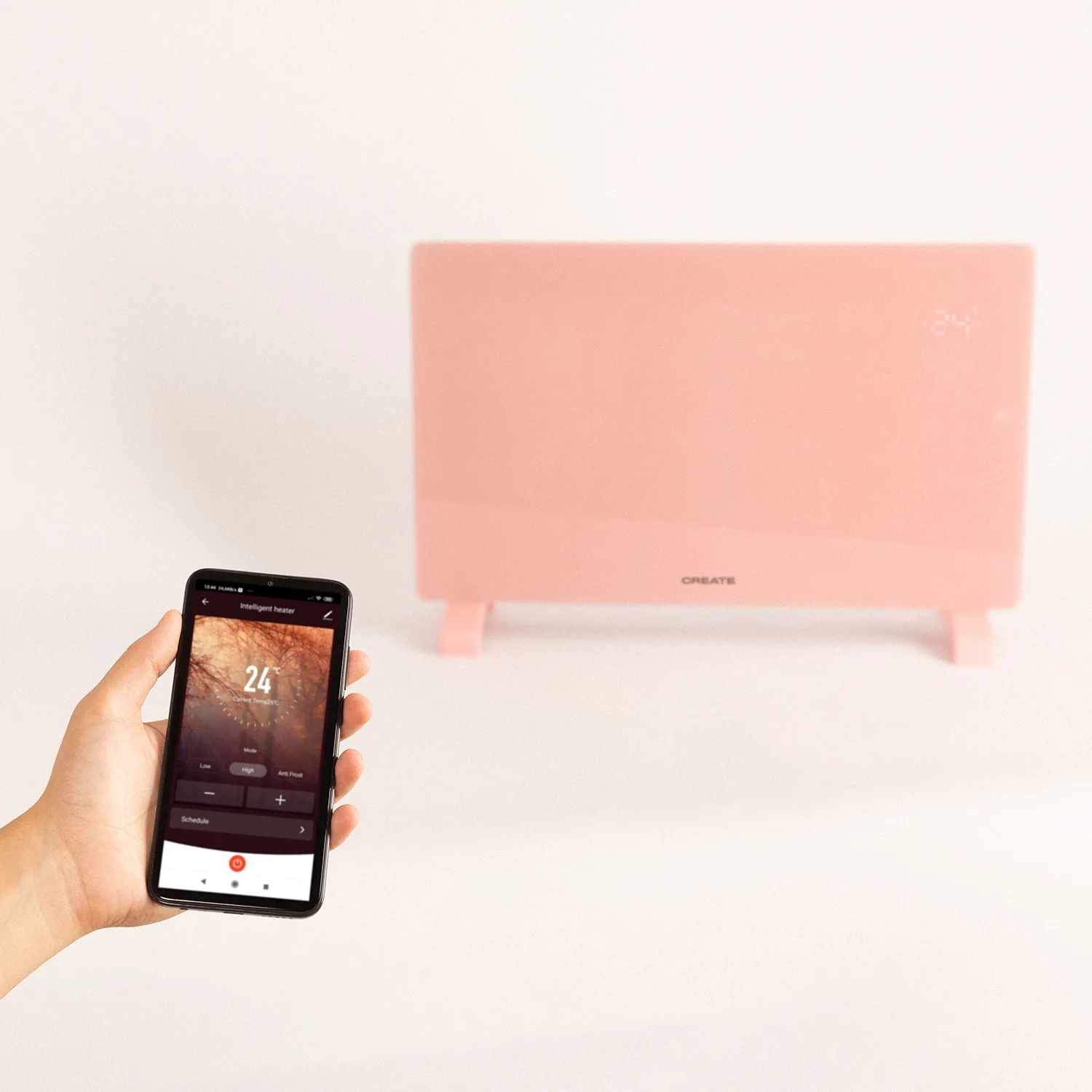 Create - electric glass heater with wifi, led touch screen - warm crystal 2000w