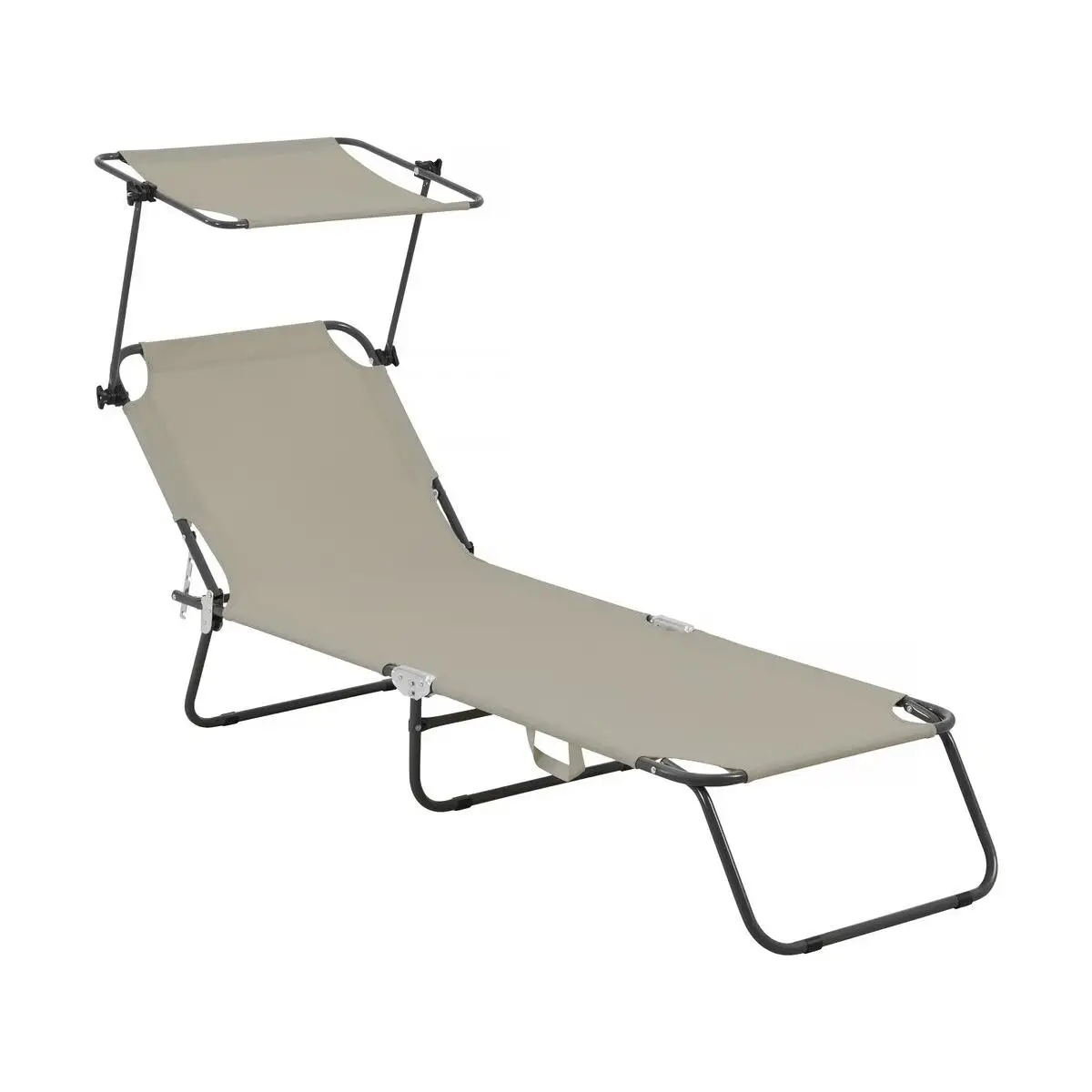 Habitat y Jardin - Tumbona plegable "Lazy" - Con sombrilla - Taupe
